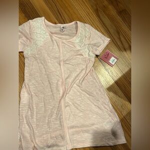 Kohl's Light Pink Kids Short Sleeve Top with Lace NWT medium 8